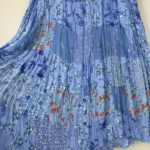 Cute Options Boho Patchwork Maxi Skirt Rayon, One Size (Approx. L/XL) Blue