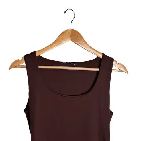 ZARA  Tank Chocolate Brown Size Medium Stretchy Scoop Neck Base Layer Neutral