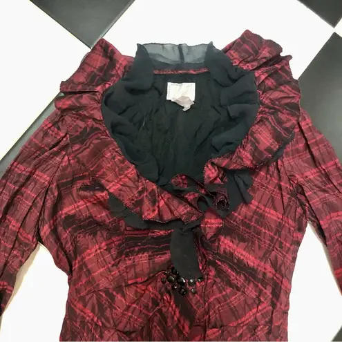 Alberto Makali Vintage 90s Y2K Crinkle Evening Jacket Cropped Formal Ruffled szM