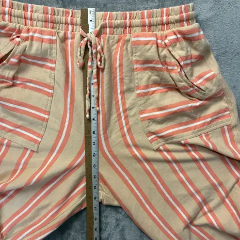 FP Beach Free People Jones Beach Striped Wide Leg Pants Linen Blend Women's L