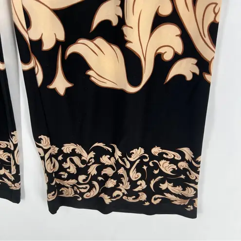 Midnight Velvet Black Tan Stretch Jersey Knit Wide Leg Pull