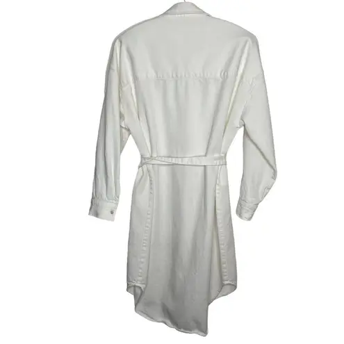 Rails Ames Belted White Long Sleeve Dress Belted with Pocket Size Small