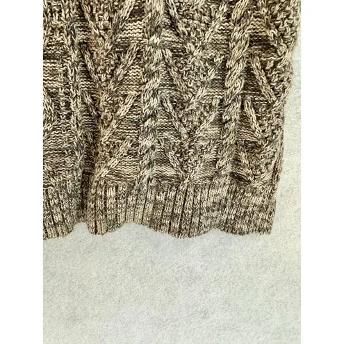 Jeanne pierre Jean Pierre Size Large Sweater Cable Knit Turtle Neck Long Line Cream Brown