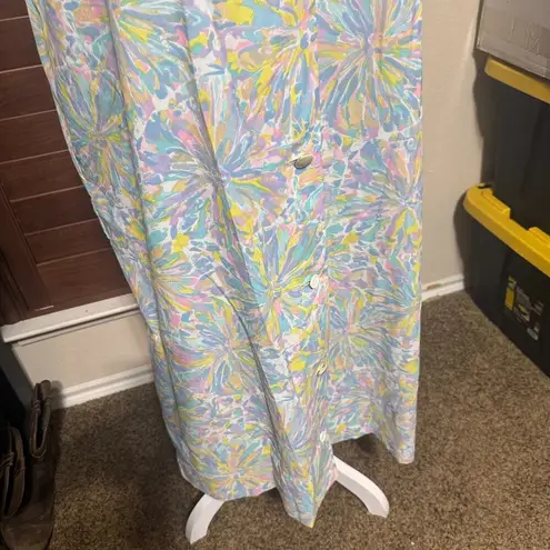 Vintage Basila Robe house dress coat pastel floral button front frolic lounge M Size M