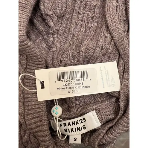 Frankies Bikinis Aimee Cable Knit Hoodie in Dark Pearl Size Small NWT