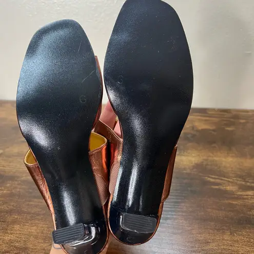 VTG Norman Kaplan Dress Sandals 6 Bronze Rhinestone Slip On Clear Heel Evening Brown