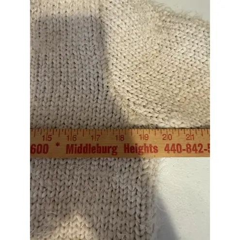 Elan Fuzzy Boucle Knit Sweater S Beige Soft Chunky Cozy Pullover Zip Up Back