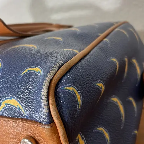 Moda Anastasia NFL Chargers Logo Blue With Brown Leather Annabella Satchel