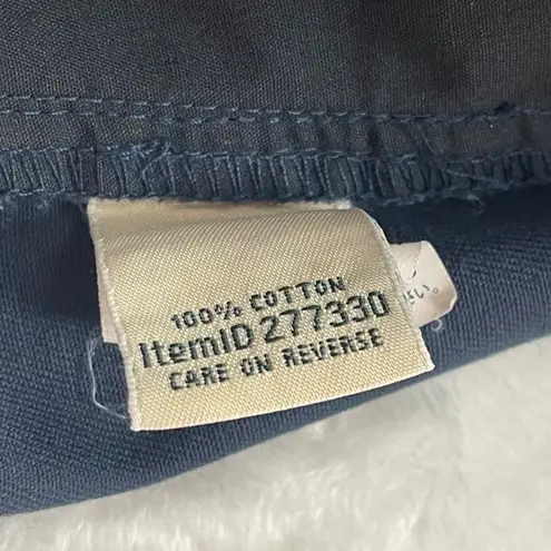 L.L. Bean Classic Fit Navy Trousers Women's 14 100% Cotton Hidden Stretch Sides Blue