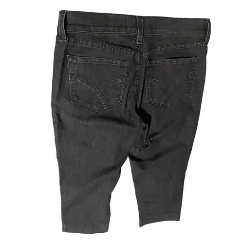 NYDJ Jeans Womens 12 Black Dark Wash Stretch Mid Rise Shaping Wide Leg Capri