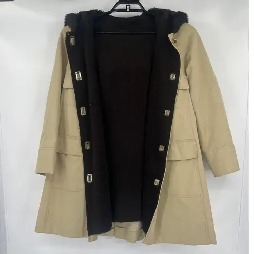 Vtg 60s Country Pacer Fur Trimmed Womens Coat Sz L 70s Preppy Old Money Retro Tan Size L
