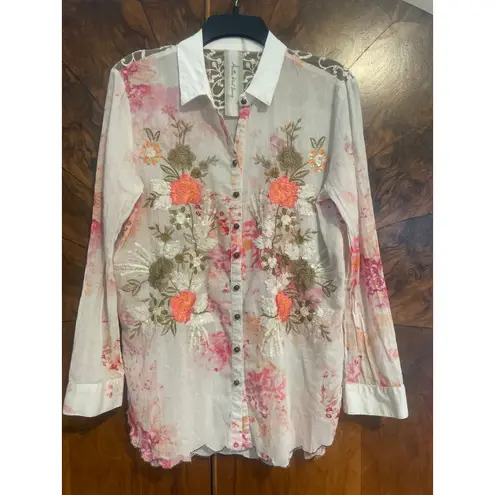ARATTA Silent Journey Thought of You Shirt Floral FEMININE Top Blouse S Small Pink