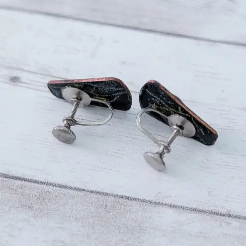 Vintage Screw Back Earrings Unusual Statement Blue Green Tones