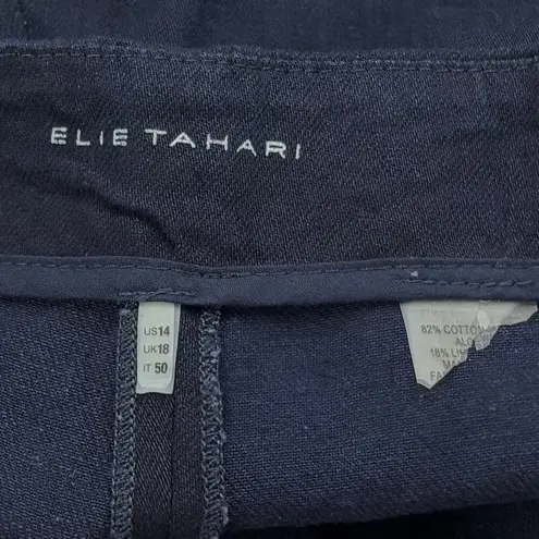 Elie Tahari Size 14 Blue Denim Wide Leg Trousers Pants