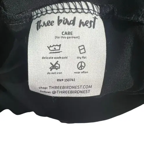 Three Bird Nest M Cross Front Long Sleeve Blouse Boho Casual Boutique with Tags Black Size M