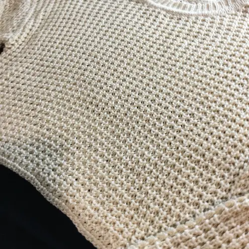 Daisies Women's Knit Crew Neck Cropped Sweater Pullover Casual Beige Top size M Tan Size M