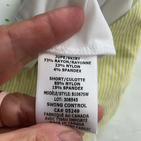 Swing Control tennis Skort green & white stripes Size 8 Golf Tennis Resort
