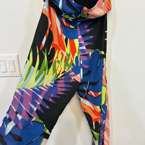 Natori Womens Jumpsuit 2 Tropical Wide Leg Halter Tie Backless Bright Vacation