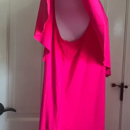 Three Dots NWT One-Shoulder Ruffle Dress in Punchy Pink Size 2X