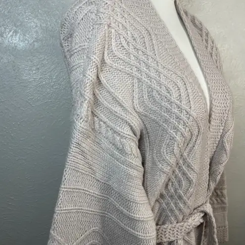 PINCH Oatmeal Cable Knit Belted Cardigan S/M NWT Cozy Chunky Winter Sweater