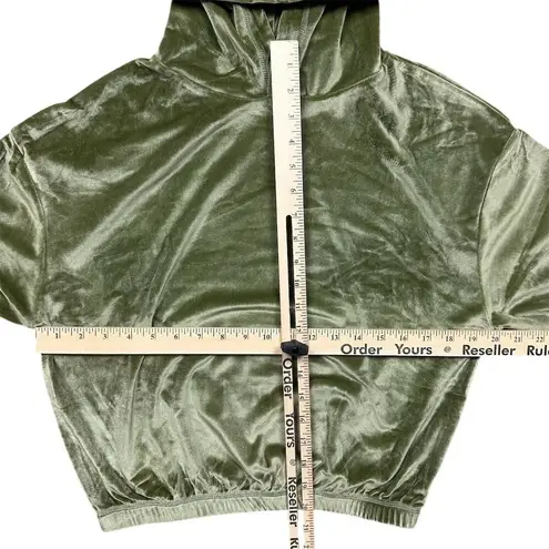 NWT Araminta James Women's S Cropped Velour Hoodie Khaki Green Casual