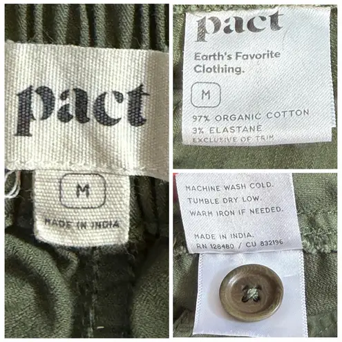 Pact Organic Cotton Utility Twill Jogger Pants Olive Green Women’s Size Medium
