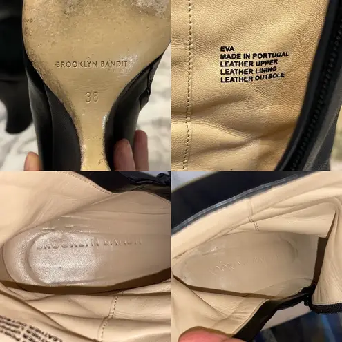 Brooklyn Bandit Eva Leather Wedge Boots Black Size 38 GUC