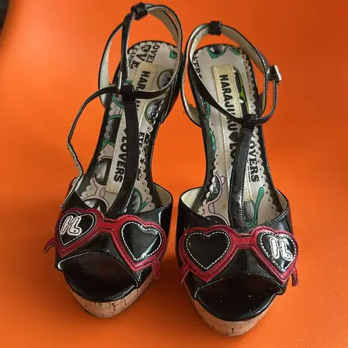 Harajuku Lovers Black and Red Stiletto Patent Leather Heels