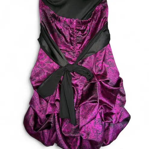 Ruby Rox strapless gothic purple and black ruffle dress with a tie back size M