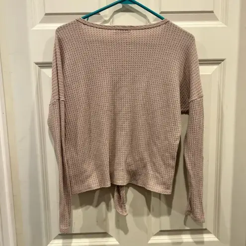 Altar'd State Altar’d‎ State Pink Blush Taupe Thermal Tie Front Button Down Shirt size Medium