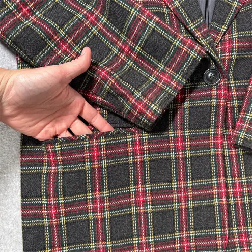 Sag Harbor Vintage Women's Plaid Wool Blend Velvet Collar Blazer Jacket Size 18