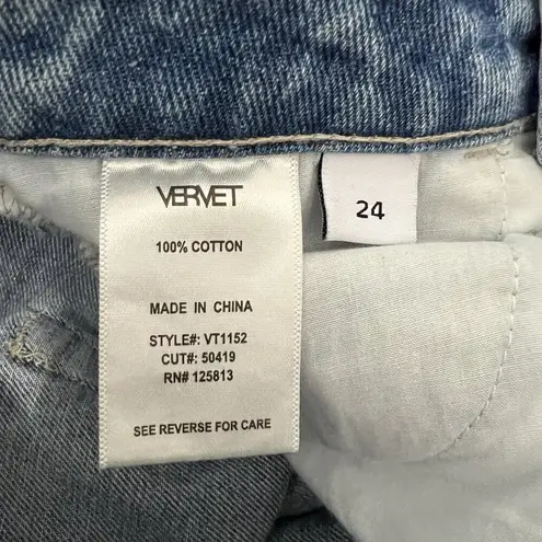 Vervet Belvoir Super High Rise Button Fly Distressed Straight Leg Jeans Size 24 Blue