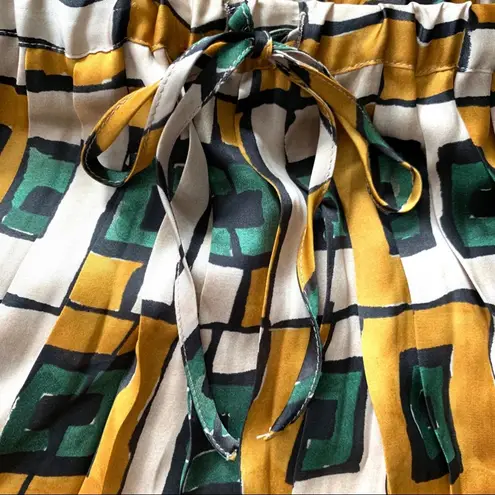 Joe Fresh Pleated Geometric Patterned Elastic Waist A-Line Skirt XS