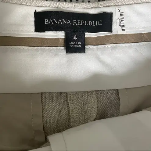 Banana Republic  Tan Khaki Pleated High Waisted Linen Safari Mom Shorts size 4