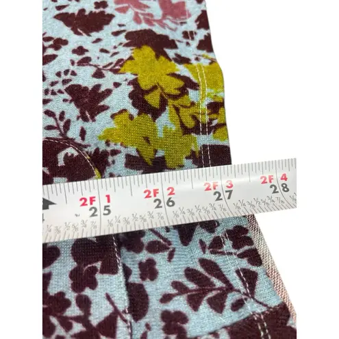 LOGO By Lori Goldstein LOGO Lori Goldstein 2X Floral Print Shawl V-Neck Tunic Top Burgundy Blue Pockets