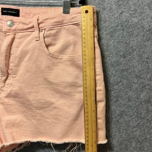Free Assembly Women's Pink Denim Shorts Size 16 High Rise Raw Hem Casual