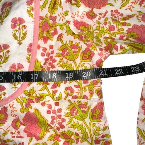 NWT SZ Blockprints Kitty Long Sleeve Floral Floral Print Midi Dress LARGE Pink