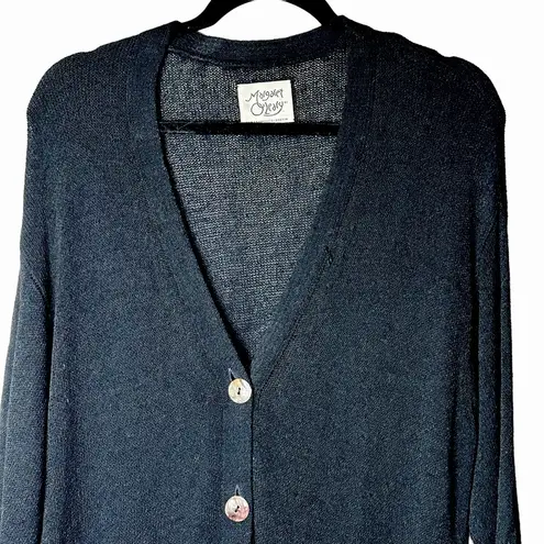 margaret o'leary Margaret O’Leary Black Viscose Blend Cardigan Sweater Button Up USA Dry Clean