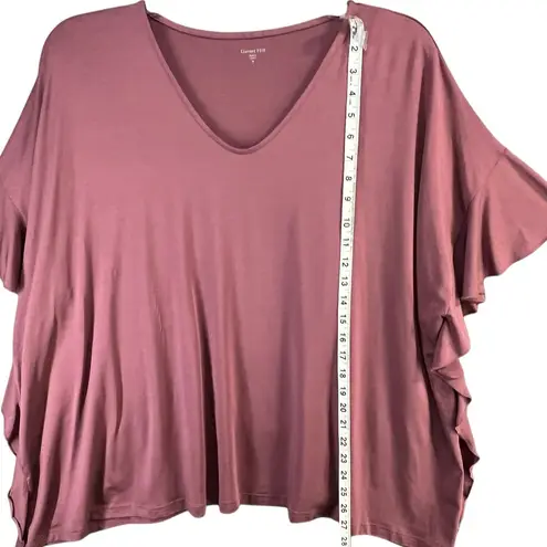Garnet Hill Tunic Top Women M Burgundy Batwing Stretch Relaxed Feminine NEW