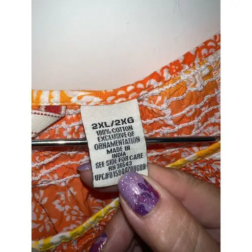 IZOD Tie Dye Ombré Peplum Lightweight Cotton Blouse