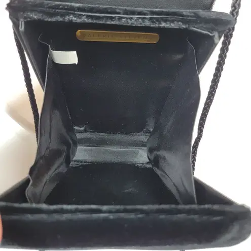 Valerie Stevens Velvet Evening Bag Small Black Braided Long Crossbody Strap