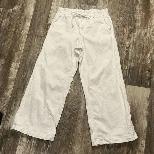 American Eagle  Outfitters White Wide Leg Stretch Pants Size XS Short