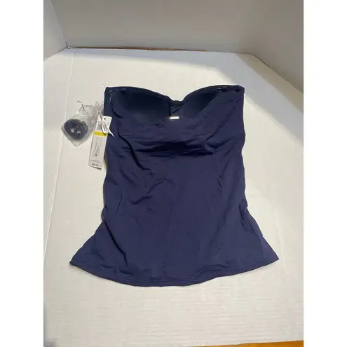 Anne cole  Twist Front Ruched Tankini Top  Blue Size Medium New With Tag