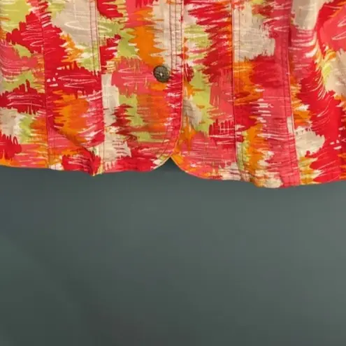 Hearts of Palm Orange Yellow Floral Button Colorful 3/4 Sleeve Jacket Career 14