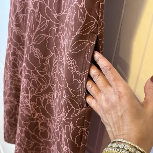 Duluth Trading Co Dress XS Womens Maroon Floral Natural Stretch Knee Length # Red