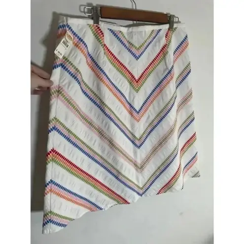 Talbots NWT  White Multicolor Embroidered A-Line Skirt Size 14‎ 🌈 0160 NEW!