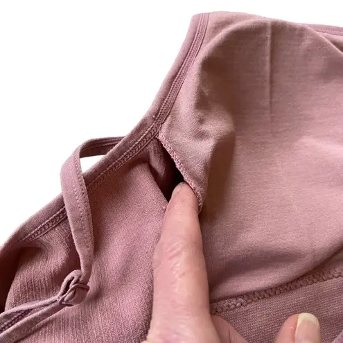 Rae Dunn Love Life women's XL dusty rose padded stretchy ribbed sports bra