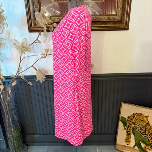 Anthony’s Resortwear Vibrant Tropical UPF Geometric Performance Dress ~ Sz S 🧡🍄 Pink