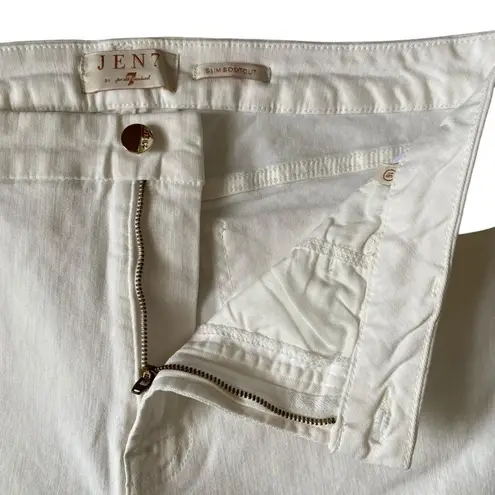 Jen7 by 7 for all mankind women's long white stretch slim bootcut 16 jeans