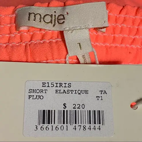 Maje Neon Pink Iris Drawstring Shorts NWT Size 1/S